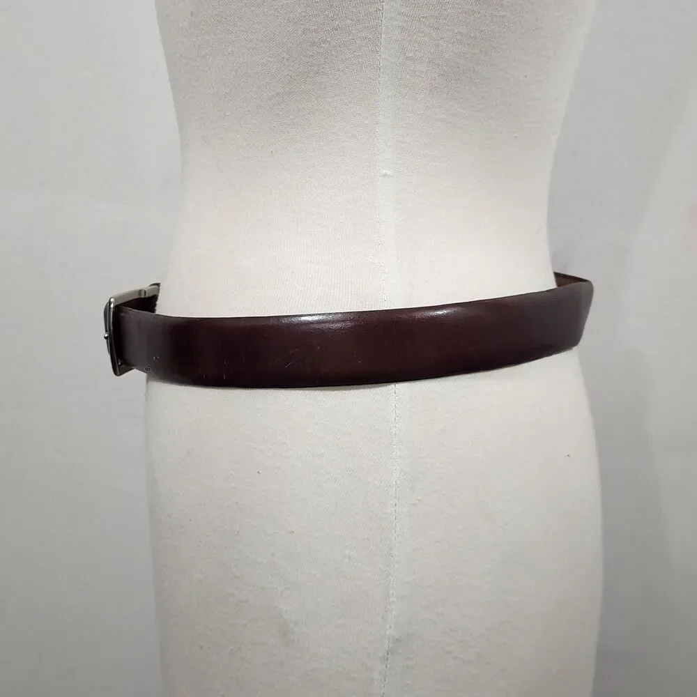 Vintage 90s Ralph Lauren Polo Brown Leather Belt Mens W34 Rectangle Buckle